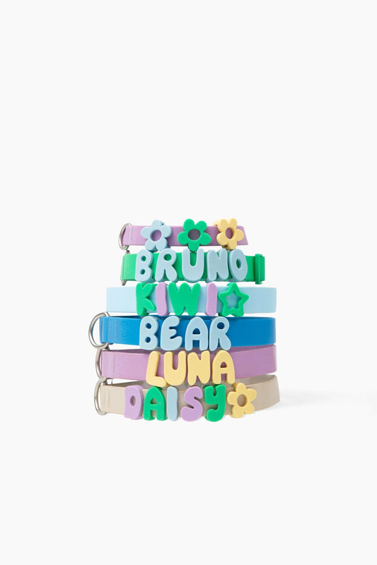 Silicone Dog Charms + Collar Set, Personalized Dog Collars